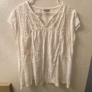 Lucky Brand White Eyelet Blouse
